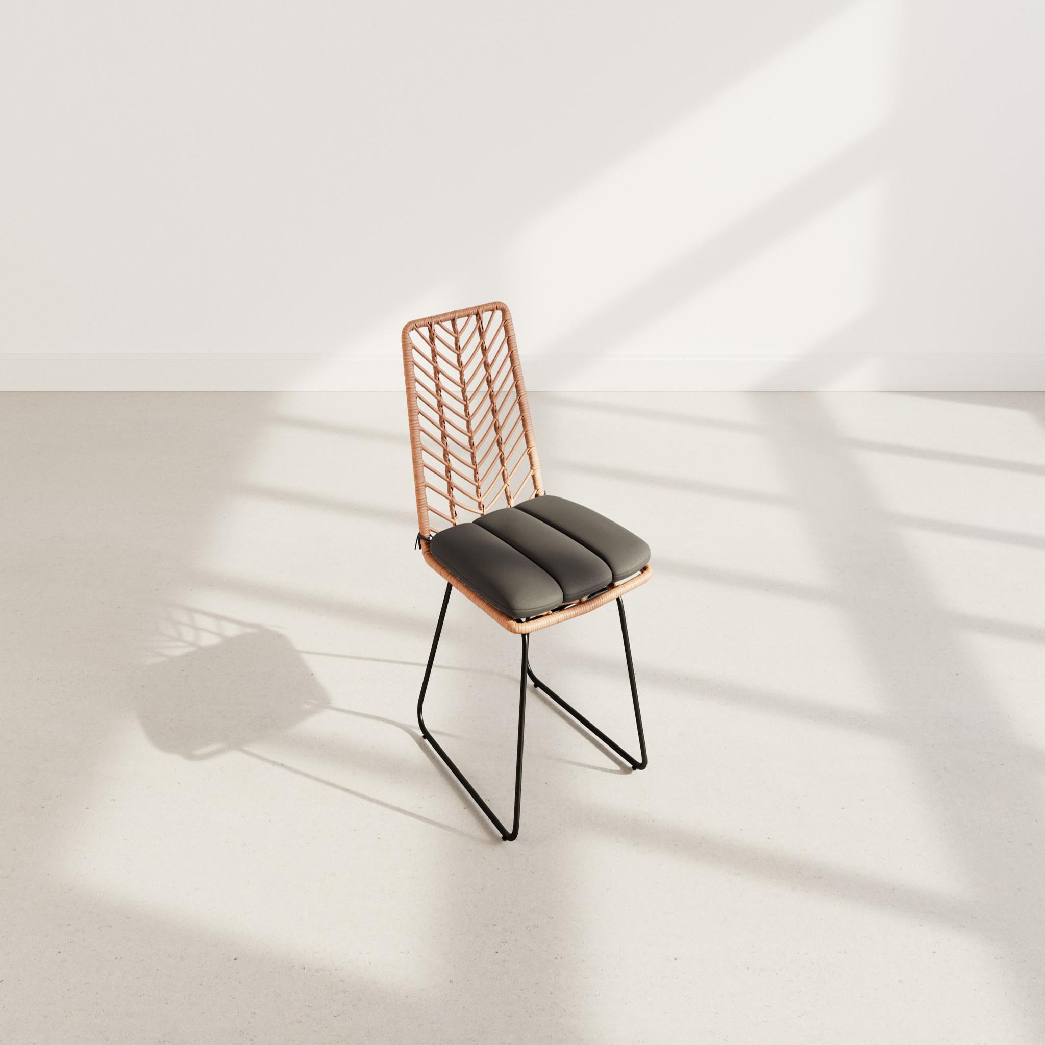 Voir la diapositive 3 : BEST MOBILIER Forenza - lot de 4 chaises - effet rotin - coloris bois et noir