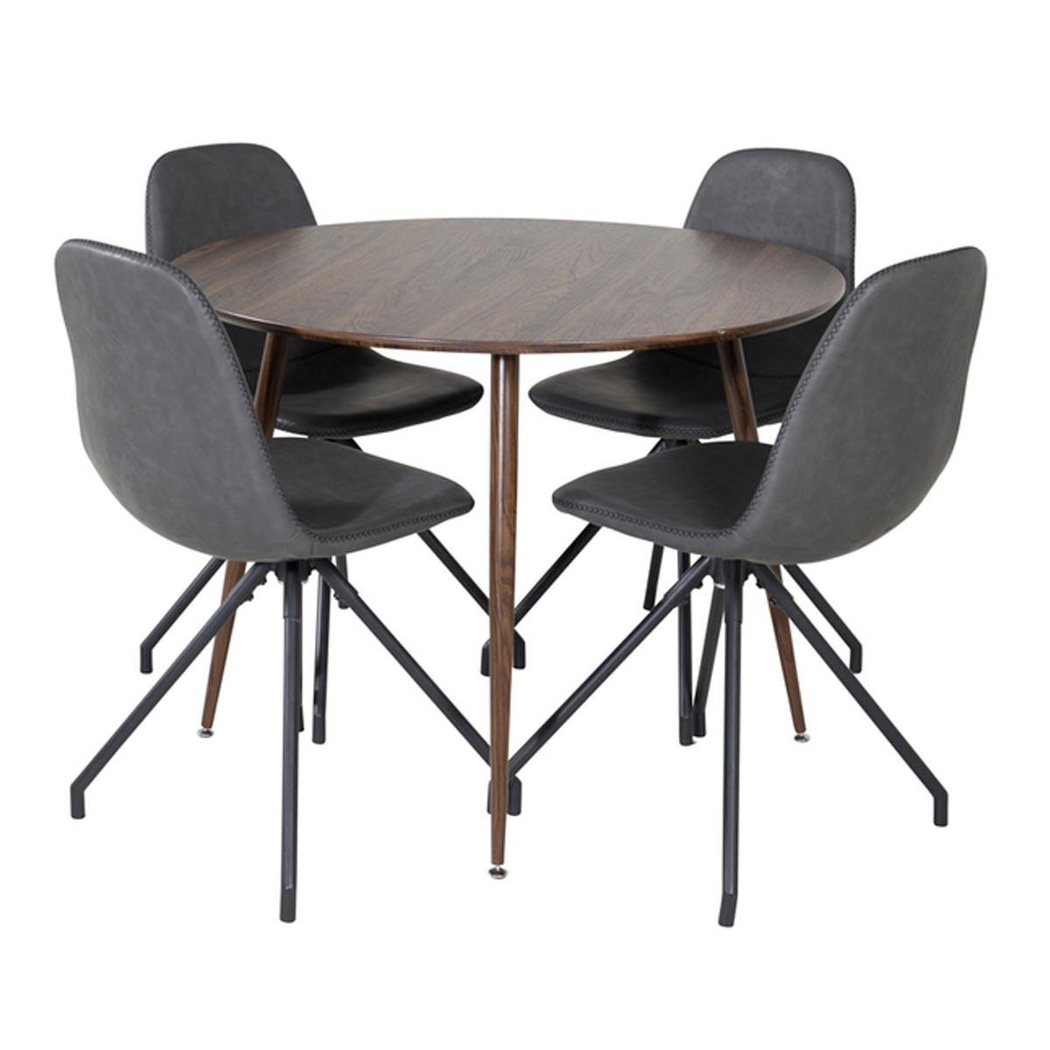 Paris Prix Ensemble table à manger & 4 chaises  plaza & polar  100cm noyer & noir
