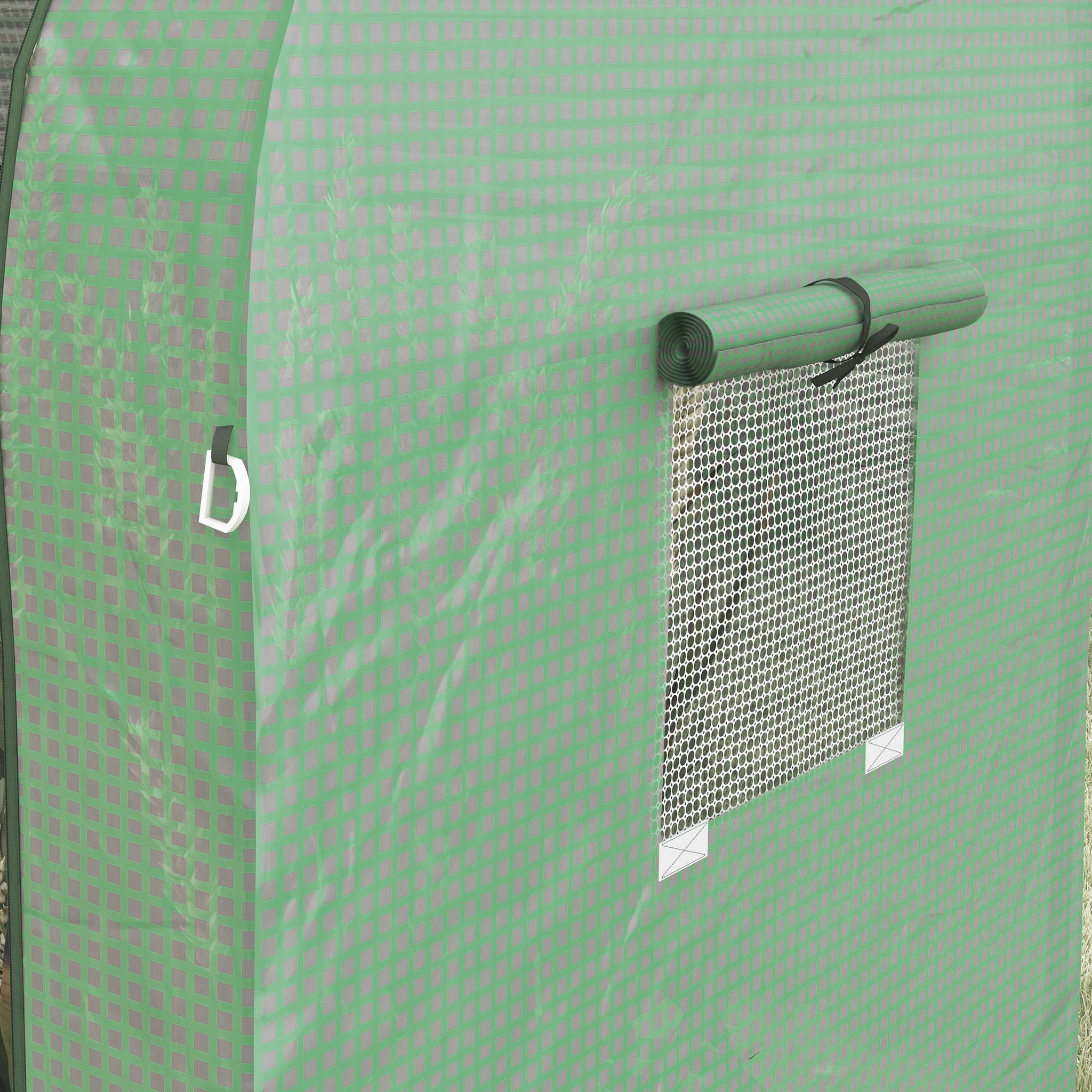 Voir la diapositive 5 : OUTSUNNY Serre de jardin 1,8 m² - 2 portes zippées 4 fenêtres - acier PE vert
