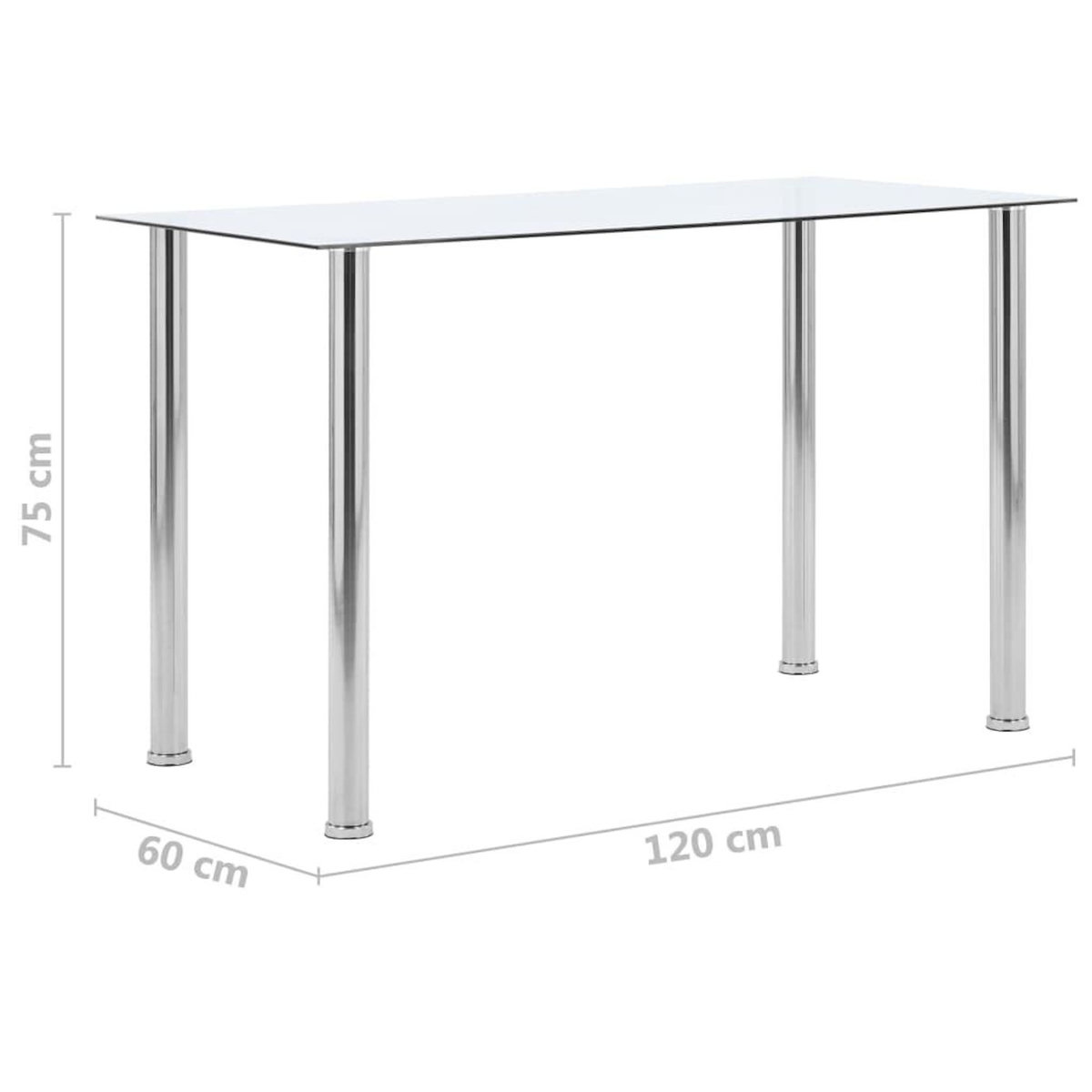VIDAXL Table a manger Transparent 120x60x75 cm Verre trempe
