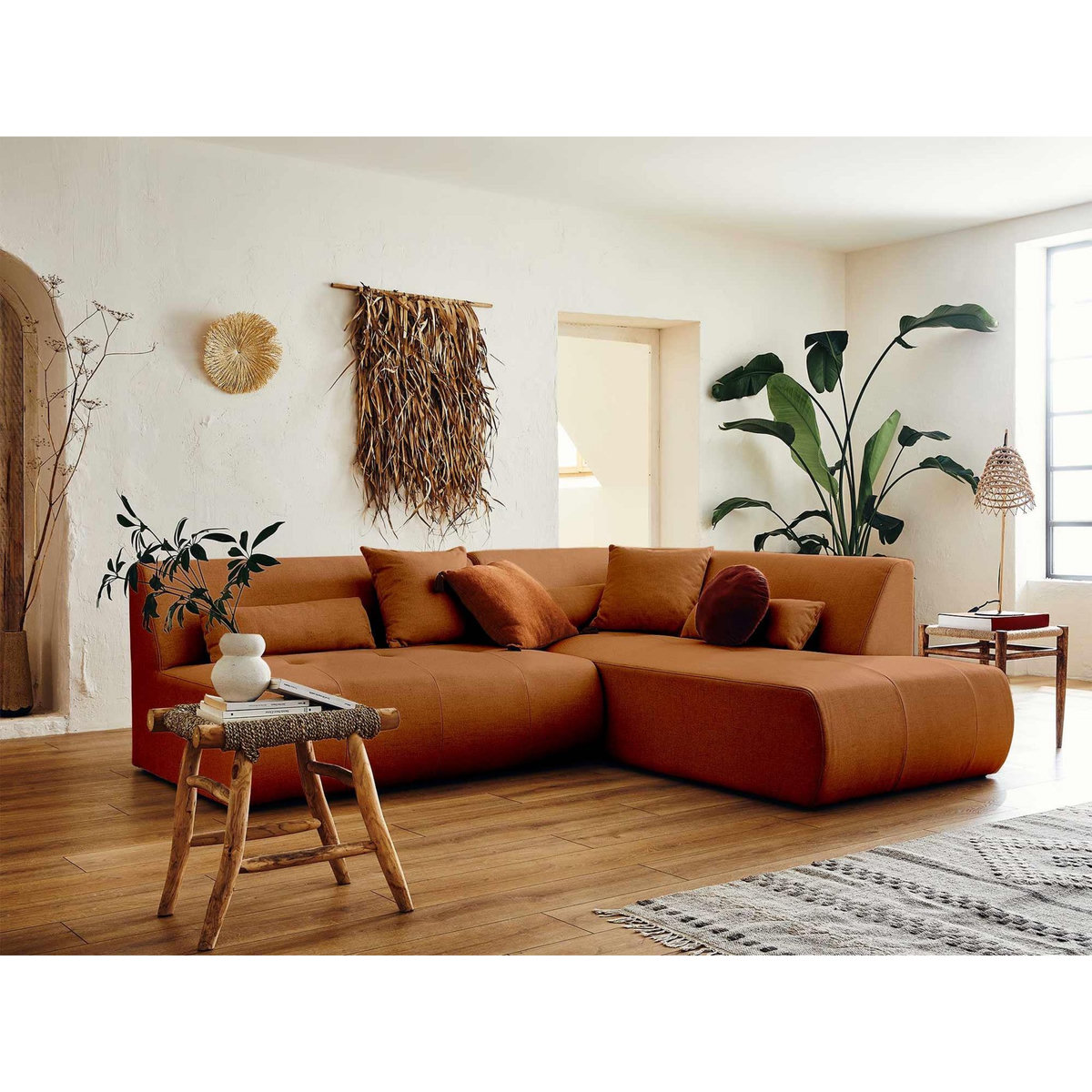 LISA DESIGN Onyx - canapé modulable d'angle droit 5 places - en tissu