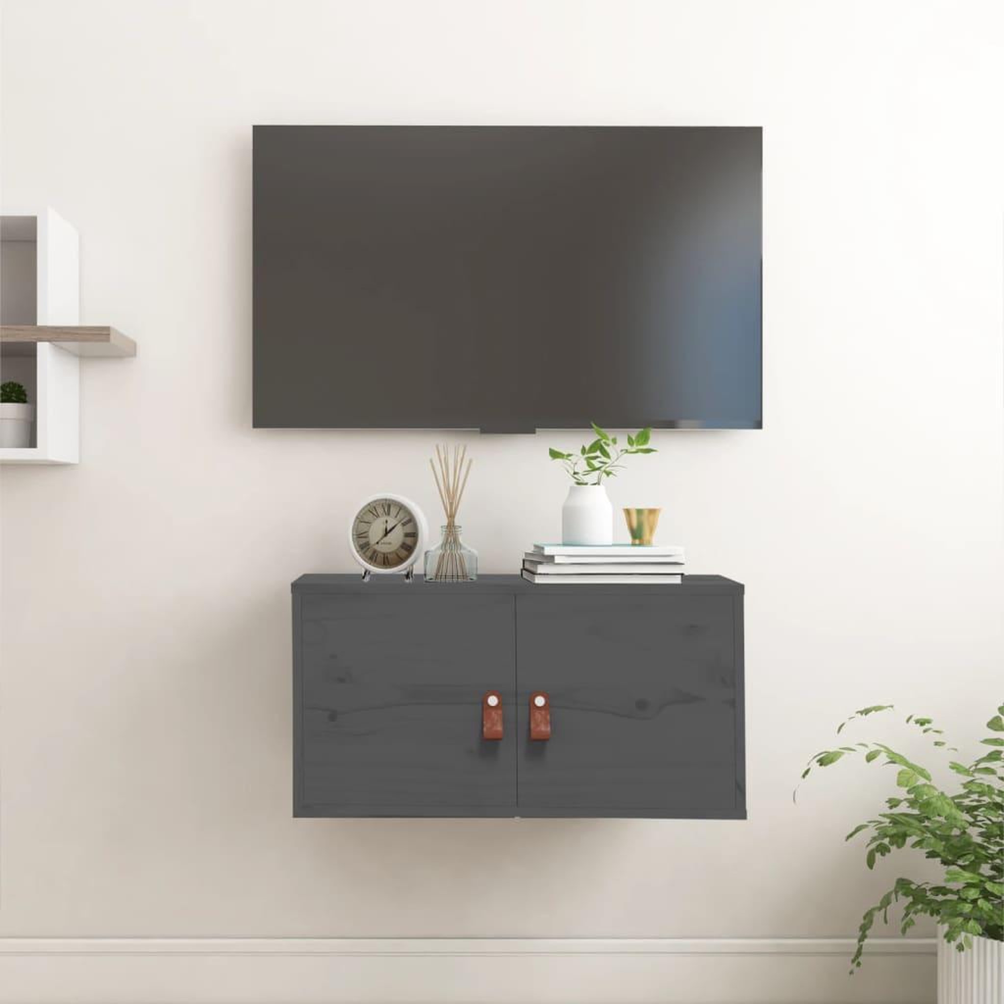 Voir la diapositive 1 : VIDAXL Armoire murale Gris 60x30x30 cm Bois de pin massif