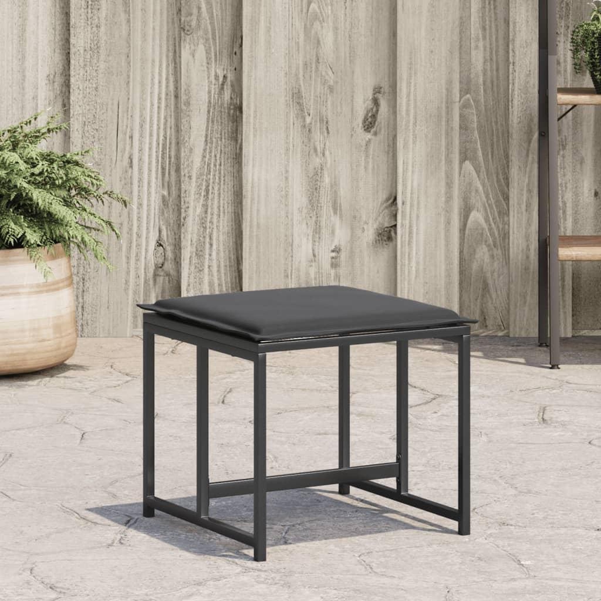 VIDAXL Tabourets de jardin avec coussins lot de 4 noir acier/textilene