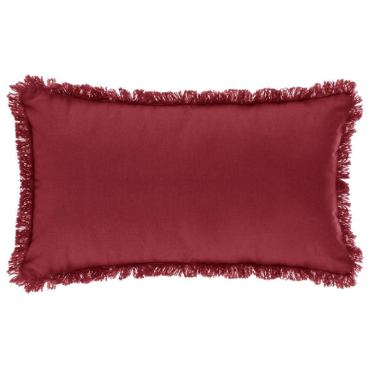 ATMOSPHERA Coussin Déhoussable Franges  Fringe  30x50cm Rouge
