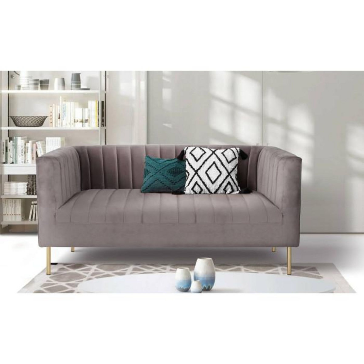 Paris Prix Canapé 2 Places Velours  Taylor  150cm Gris