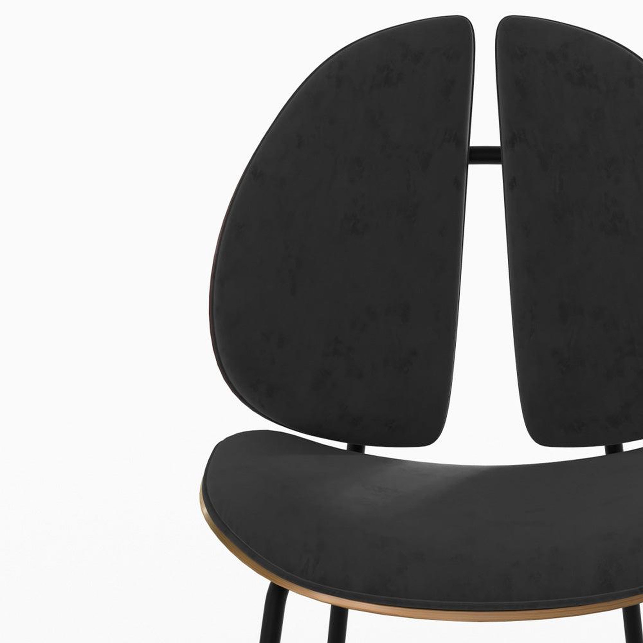 Voir la diapositive 6 : MAISON PAVANE Chaise en velours noir et bois de noyer-coccinelle