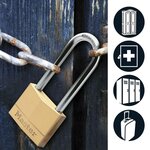 Master lock 130EURDLJ Cadenas à Clé en Laiton et Anse Longue, Doré, 9,7 x 3 x 1,2 cm