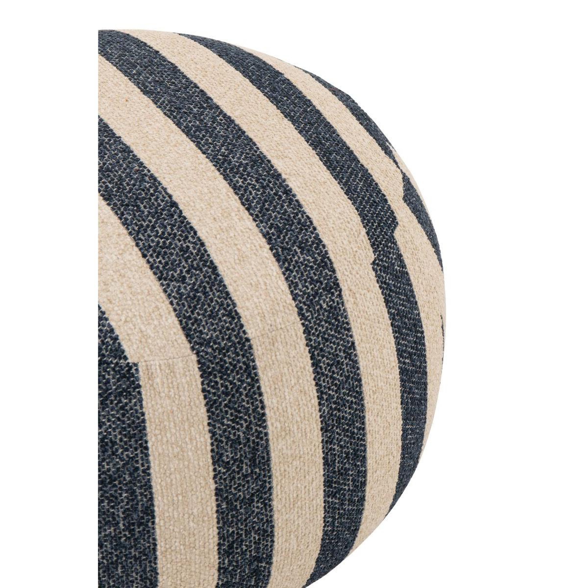 Voir la diapositive 4 : J-LINE Pouf à rayures  ligné  61cm bleu & blanc cassé