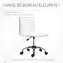 Voir la diapositive 4 : HOMCOM Chaise de bureau design style Chesterfield acier chromé revêtement synthétique blanc