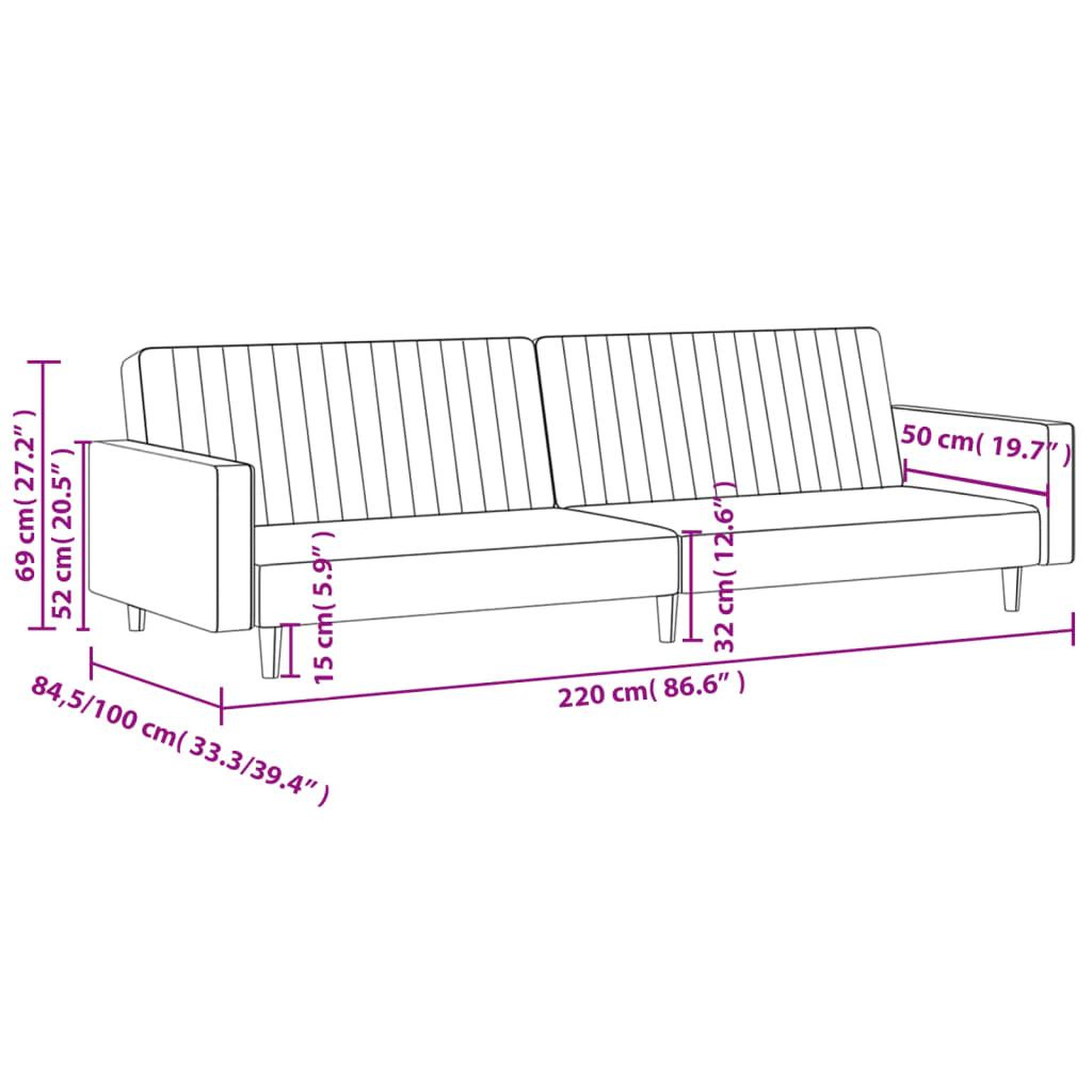 Voir la diapositive 6 : VIDAXL Canape-lit 2 places gris similicuir