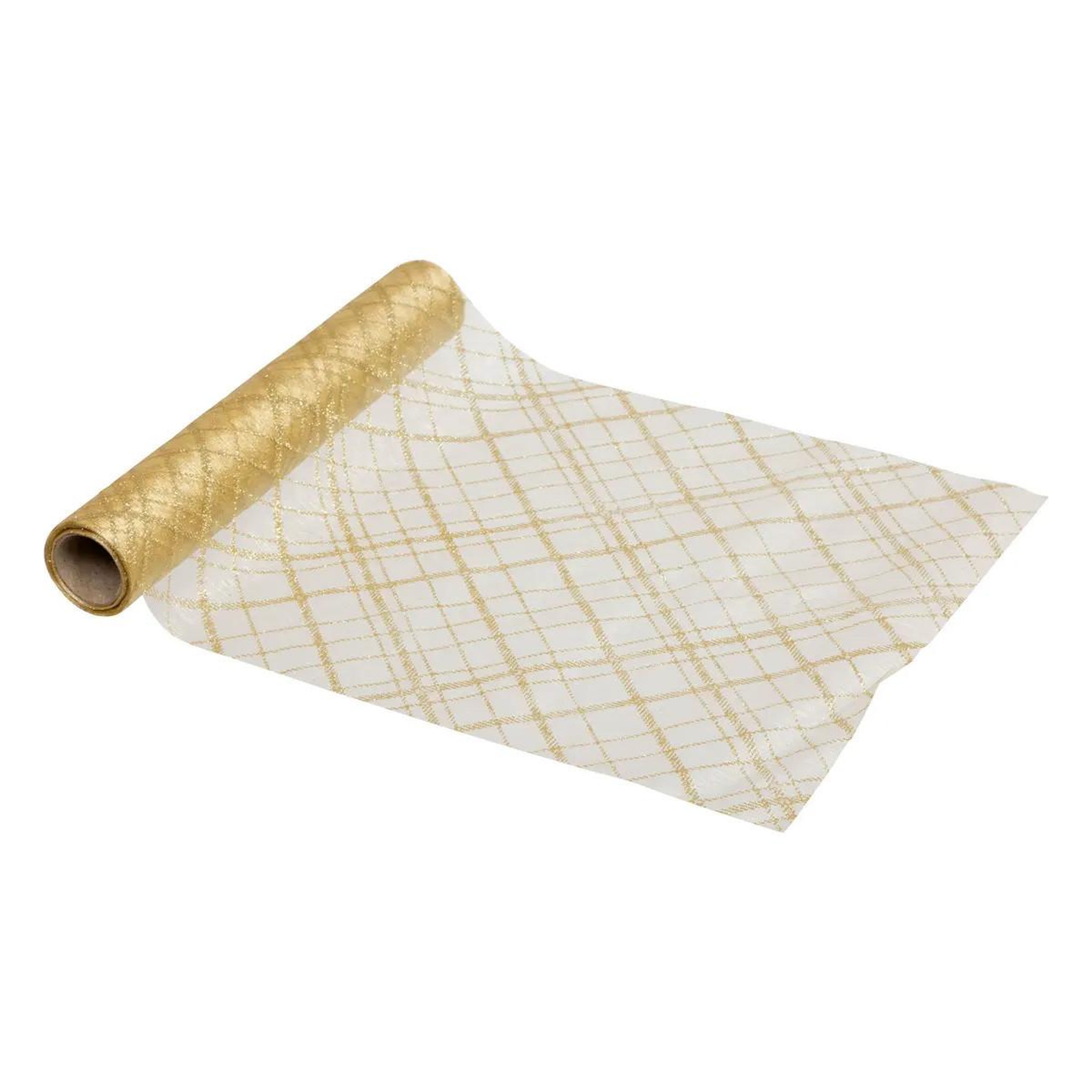 ATMOSPHERA Chemin de table en tissu  carreaux  28x500cm or