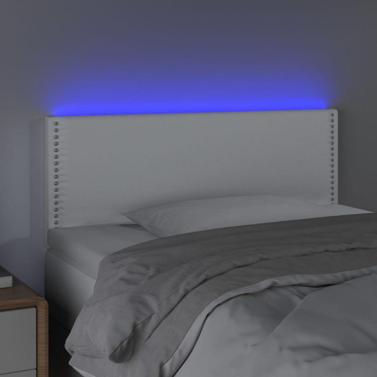 VIDAXL Tete de lit a LED Blanc 100x5x78/88 cm Similicuir