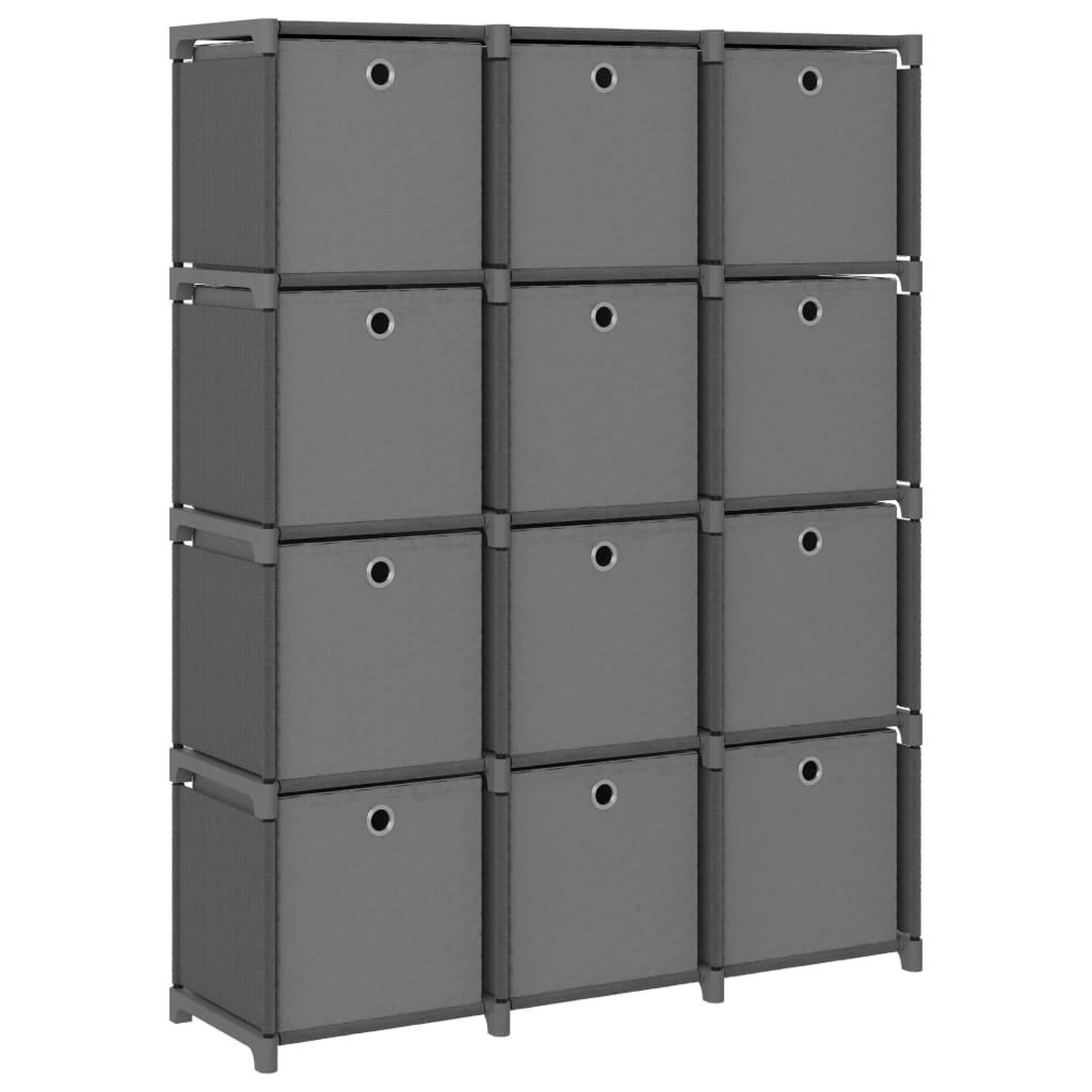 Voir la diapositive 1 : VIDAXL Etagere a 12 cubes avec boîtes Gris 103x30x141 cm Tissu