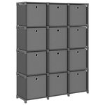 VIDAXL Etagere a 12 cubes avec boîtes Gris 103x30x141 cm Tissu