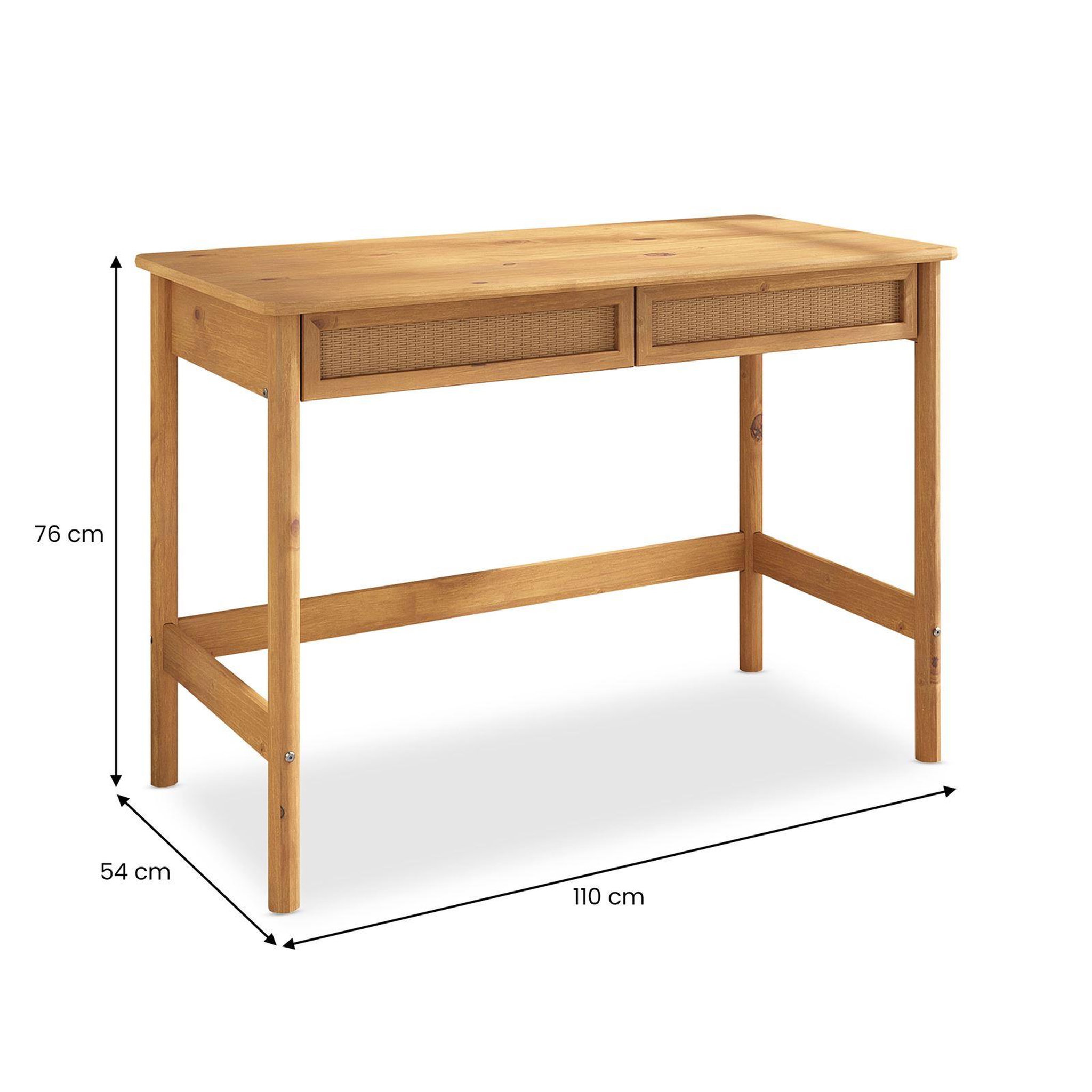 Voir la diapositive 5 : IDIMEX Bureau rodrigo h 76 cm avec 2 tiroirs en bois massif
