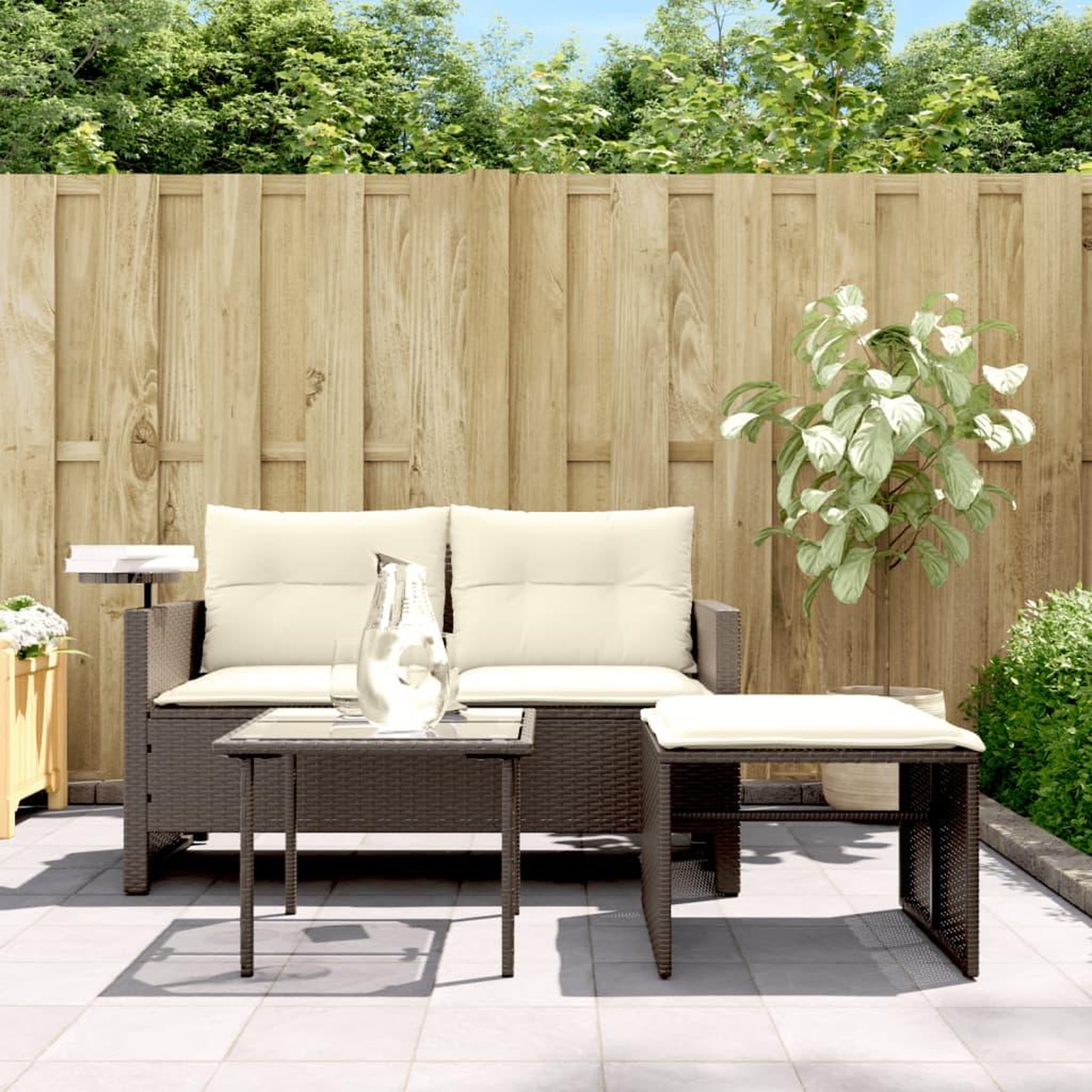 Voir la diapositive 3 : VIDAXL Salon de jardin avec coussins 3 pcs marron resine tressee
