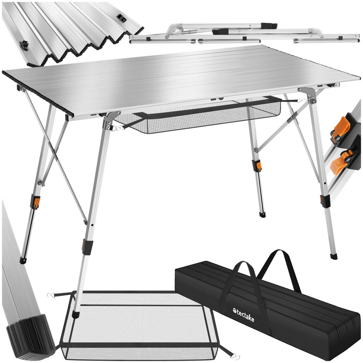 tectake Table de camping pliante argent