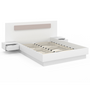 Voir la diapositive 4 : ID MARKET Lit double SANTA avec tête de lit + tables de chevet intégrées et sommier 140 x 190 cm blanc