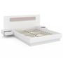 Voir la diapositive 4 : ID MARKET Lit double SANTA avec tête de lit + tables de chevet intégrées et sommier 140 x 190 cm blanc