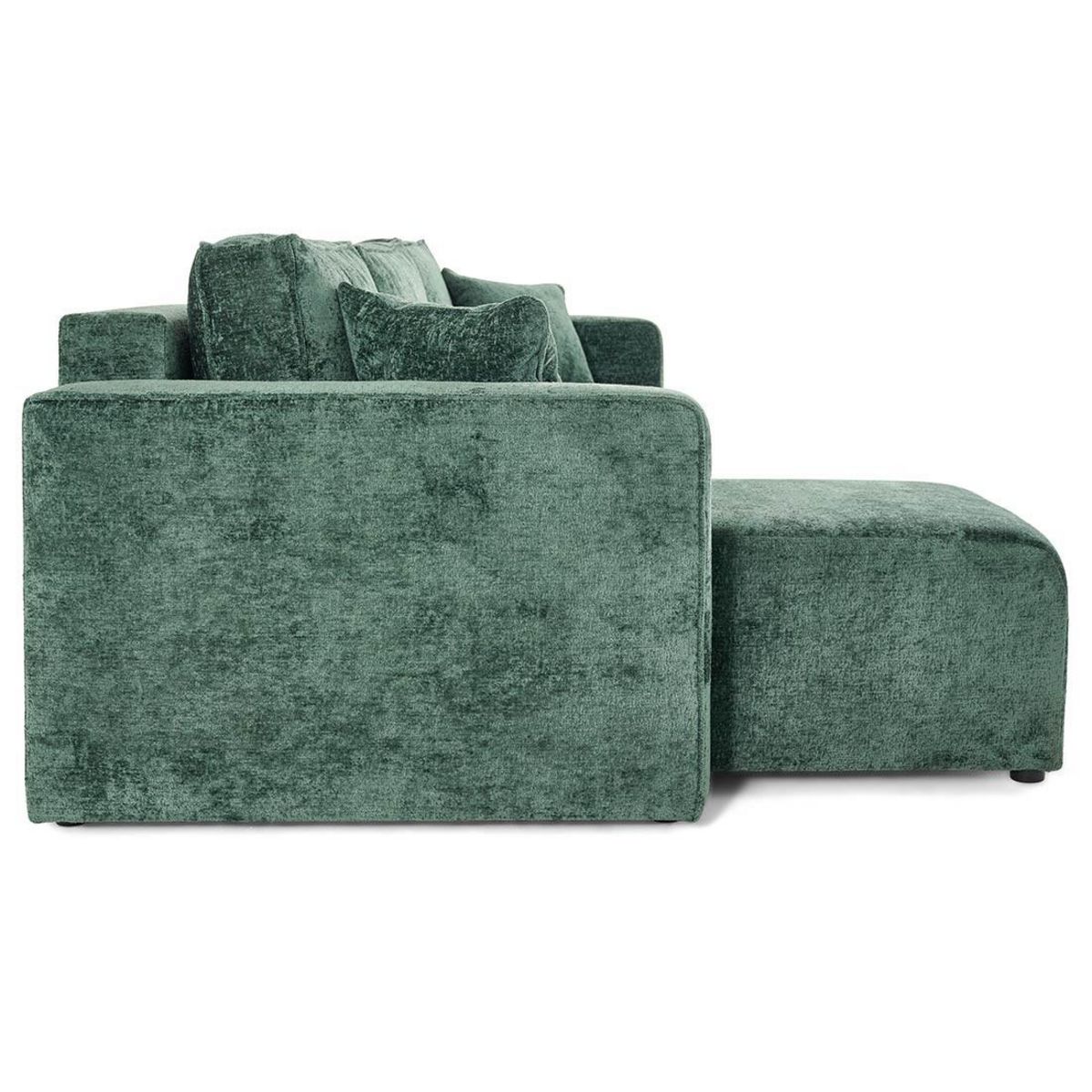 BEST MOBILIER Topaze - canapé d'angle réversible 4 places convertible avec coffre en velours à relief texturé