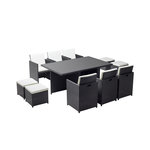 CONCEPT USINE Table et chaises 10 places encastrables résine noir-blanc MONACO