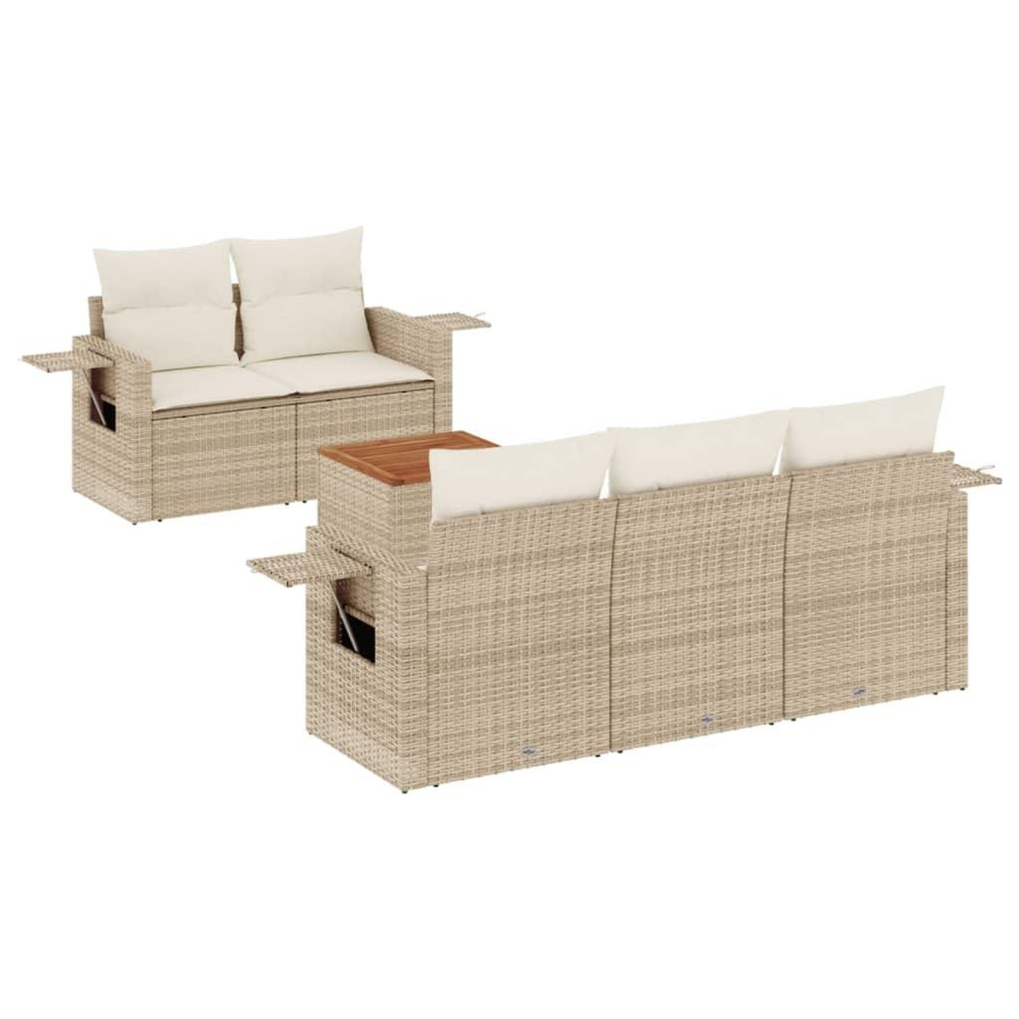 Voir la diapositive 2 : VIDAXL Salon de jardin avec coussins 6 pcs beige resine tressee