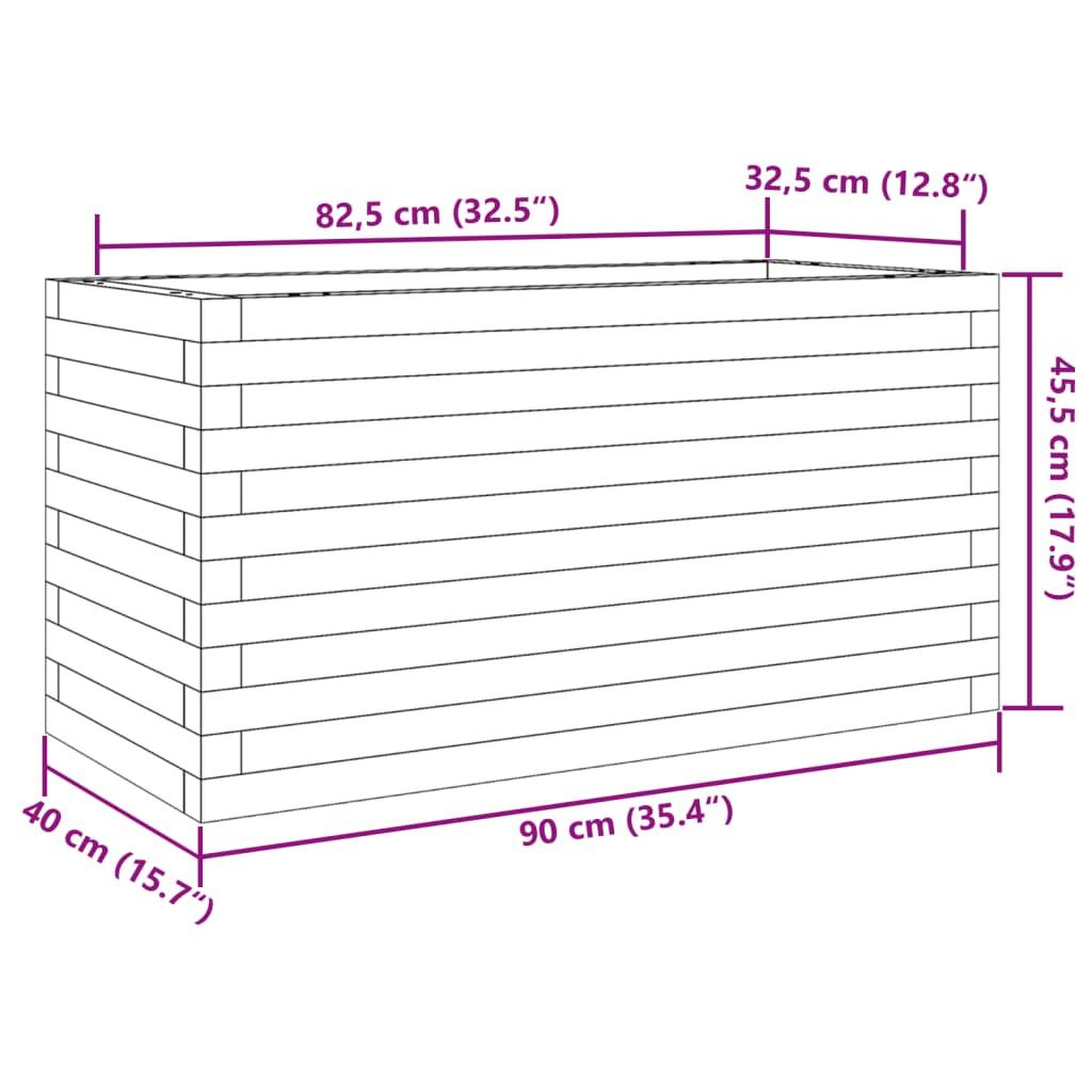 Voir la diapositive 6 : VIDAXL Jardiniere blanc 90x40x45,5 cm bois de pin massif