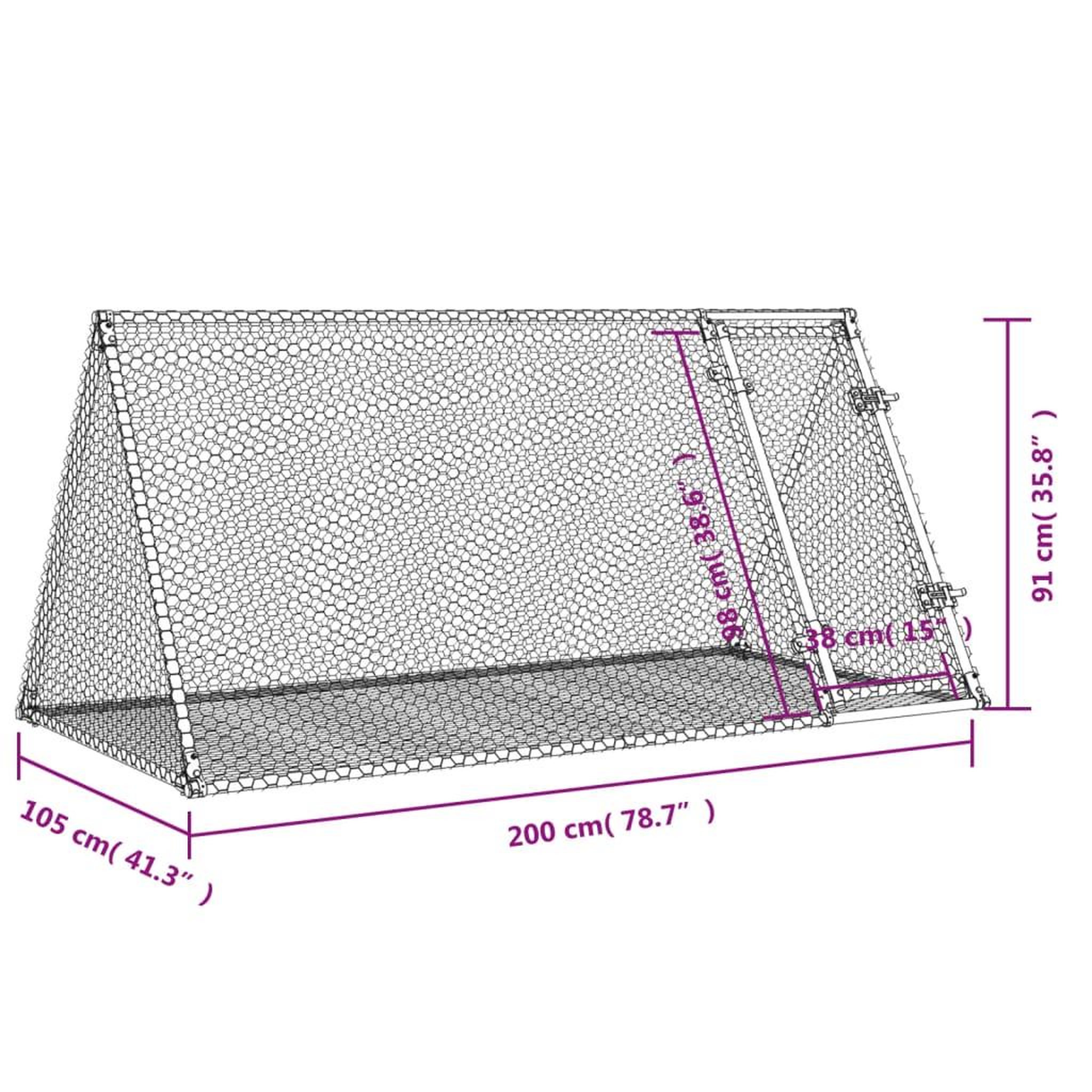 Voir la diapositive 6 : VIDAXL Clapier argente 200x105x91 cm acier galvanise