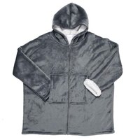 Sweat plaid à capuche, couverture, pull - Sherpa et flanelle - Vivezen -  Gris clair - Kiabi - 29.90€