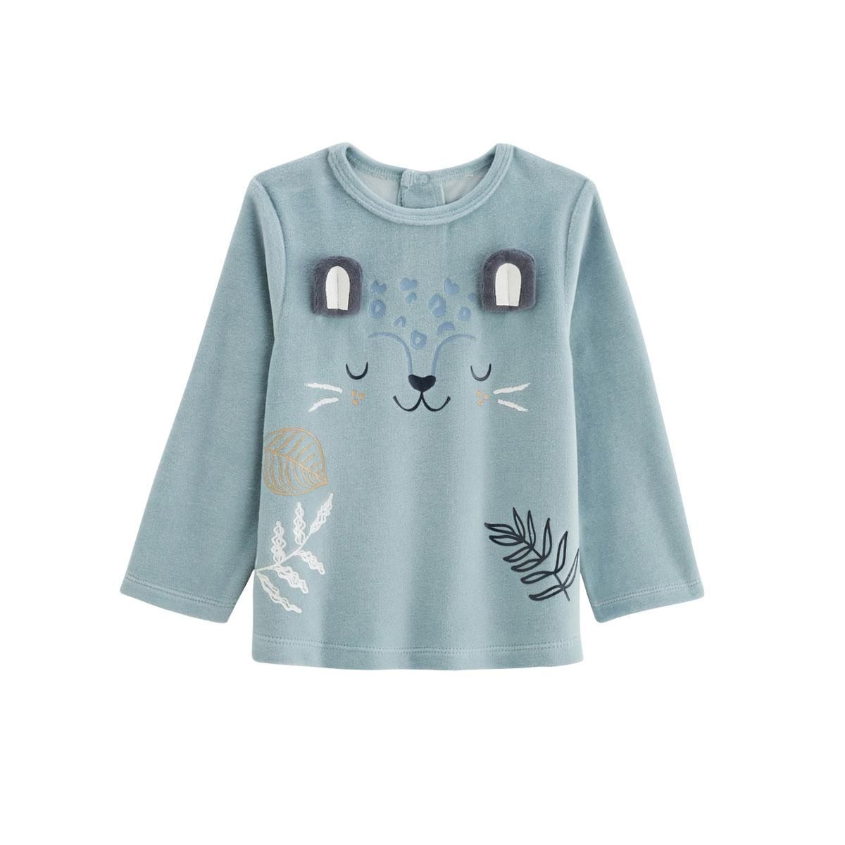 Petit Béguin Pyjama enfant 2 pièces en velours Félintrépide