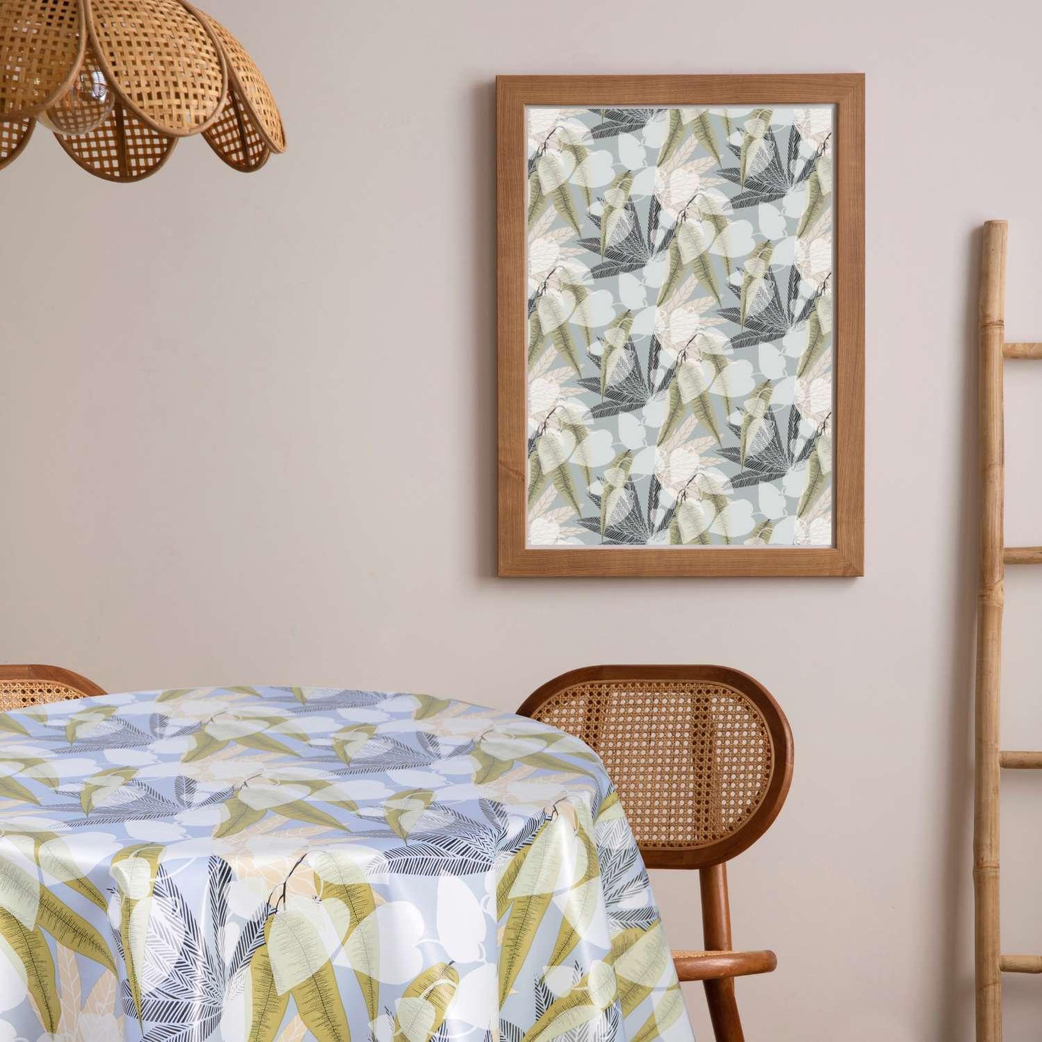 Voir la diapositive 2 : HABITABLE Nappe en toile cirée ronde sais - diam. 135 cm - gris