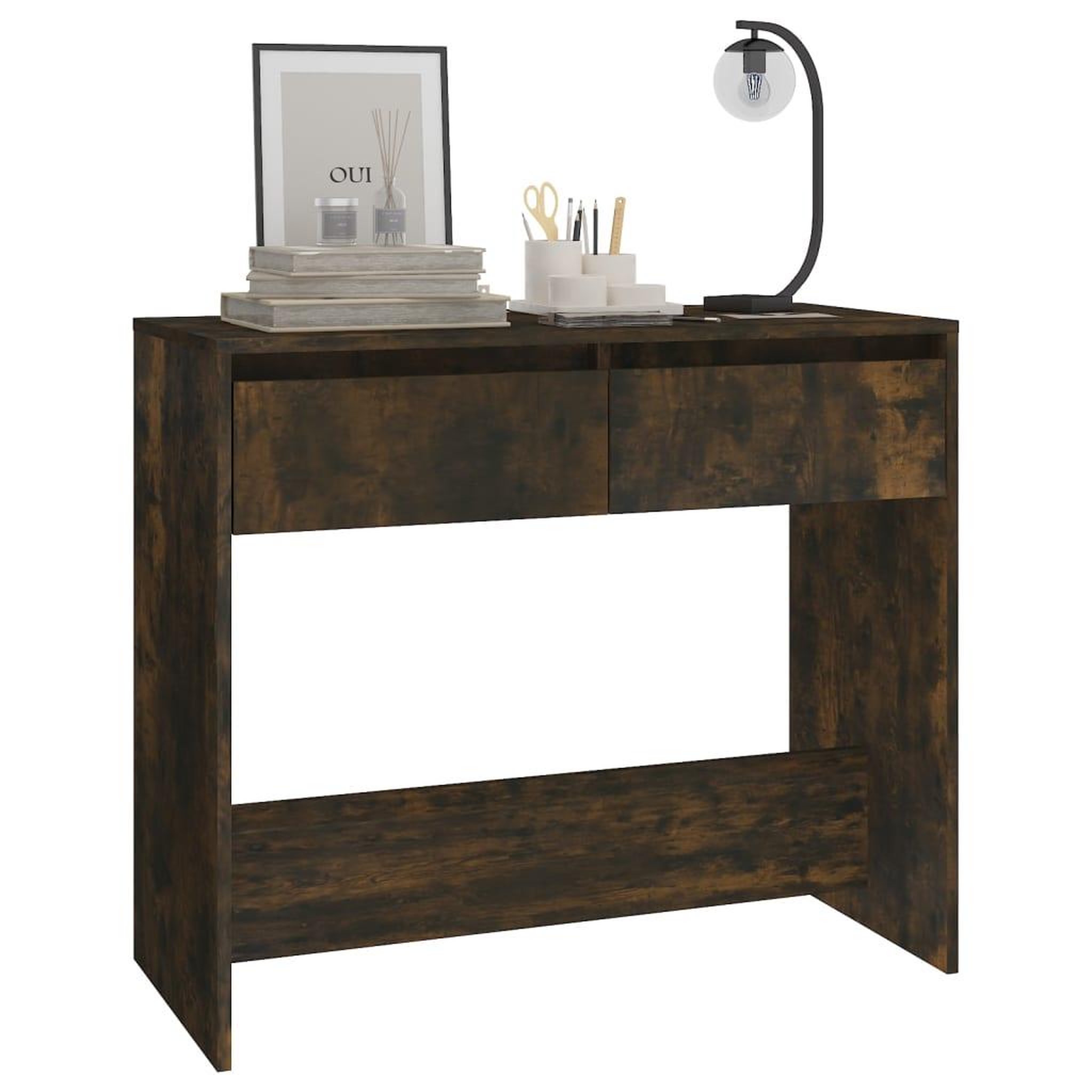Voir la diapositive 4 : VIDAXL Table console chene fume 89x41x76,5 cm bois d'ingenierie