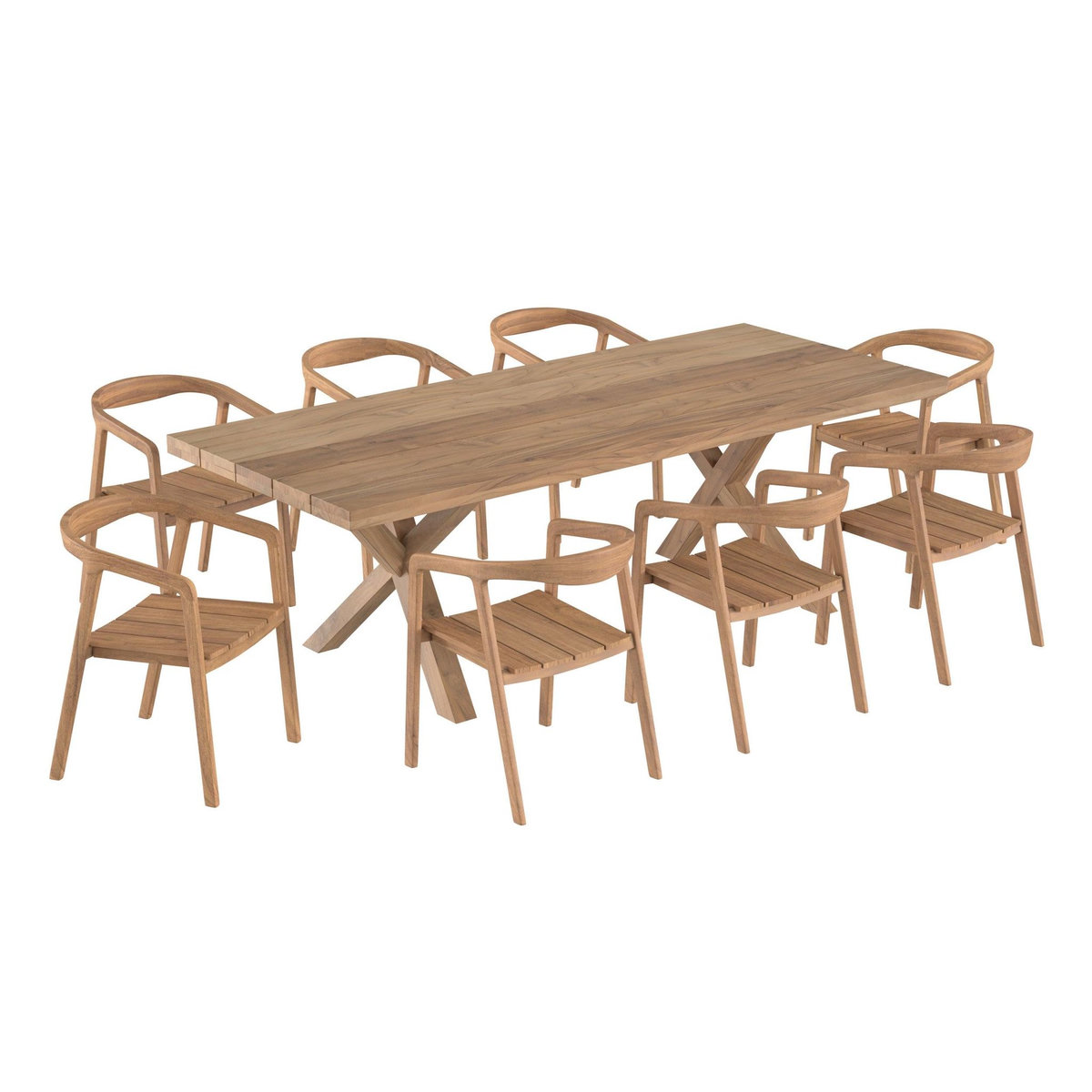 Rendez vous déco Table et chaises de jardin 8 personnes en teck massif-Soraya