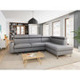 Voir la diapositive 2 : Canapé d'angle 4-5 places fixe avec LED -TOMY- Tissu gris chiné clair - Angle droit