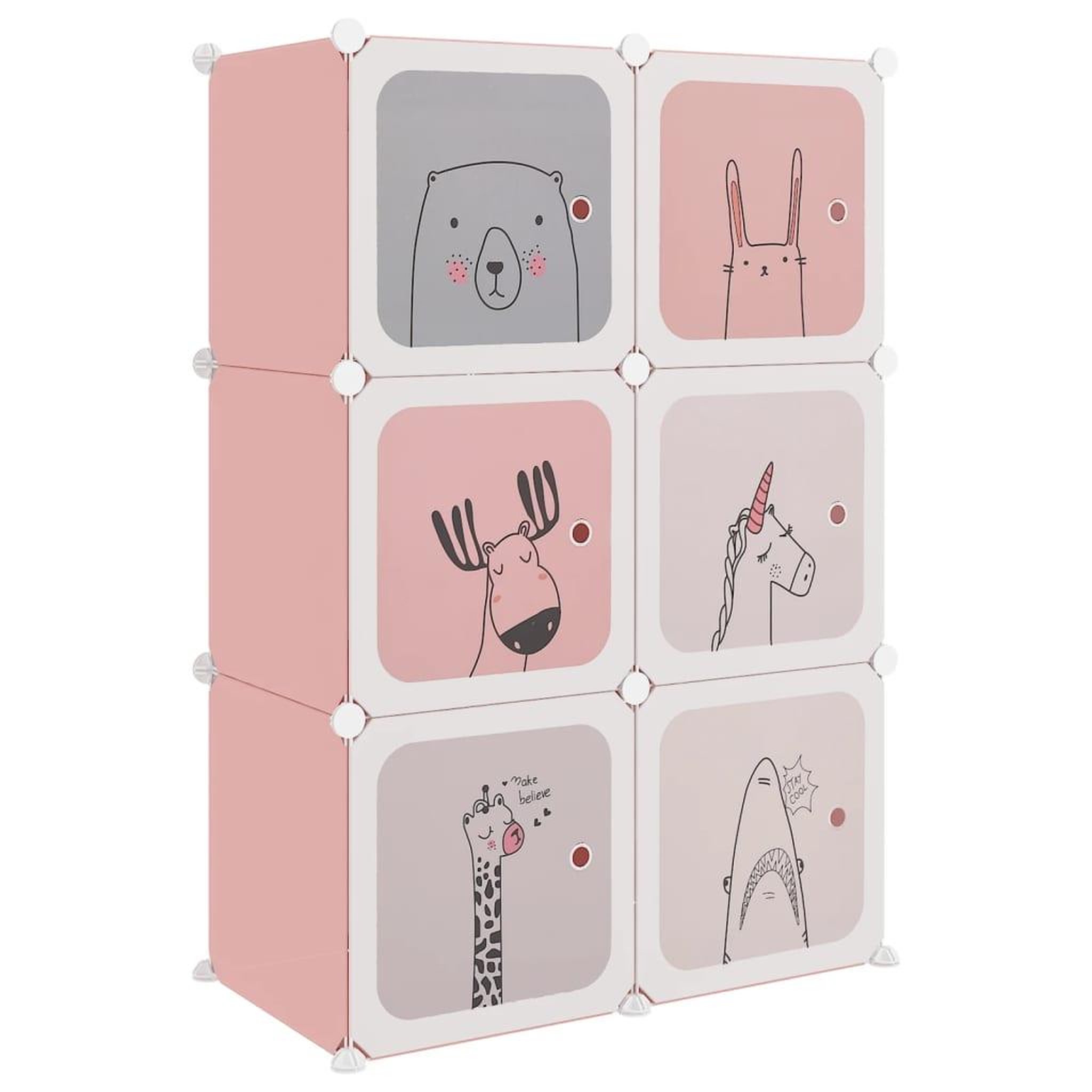 Voir la diapositive 2 : VIDAXL Armoire de rangement pour enfants avec 6 cubes Rose PP