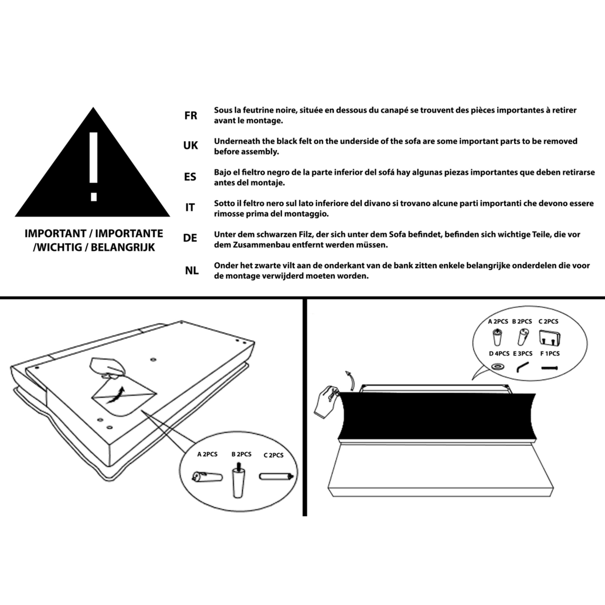 CONCEPT USINE Canapé d'angle droit convertible 4 places en tissu gris clair TORONTO