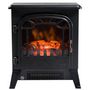 Voir la diapositive 2 : HOMCOM Cheminée électrique radiateur imitation flamme avec luminosité et réglable 900 W / 1800 W porte métal verre trempé noir