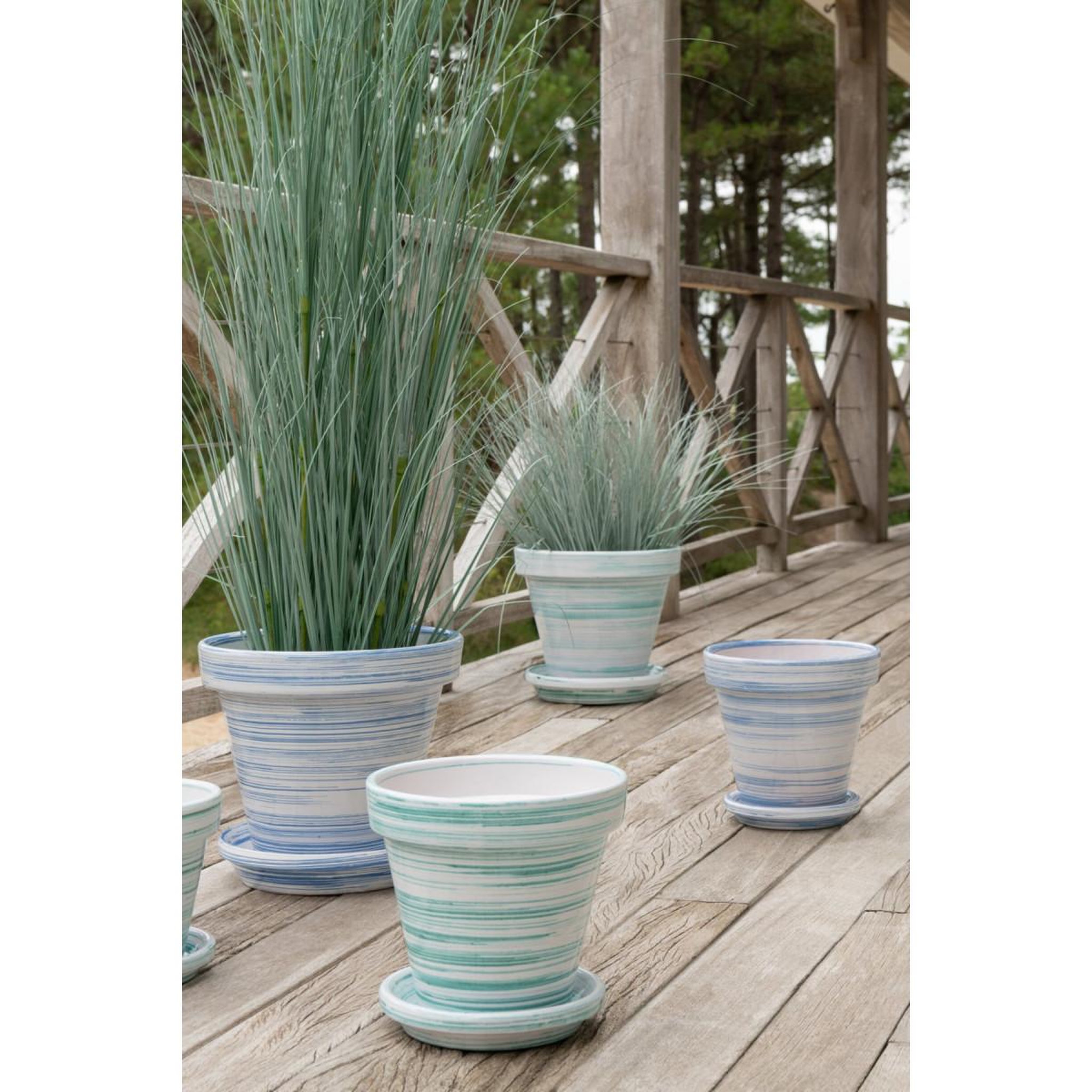 Voir la diapositive 4 : J-LINE Cache-pot avec soucoupe  julio  35cm bleu