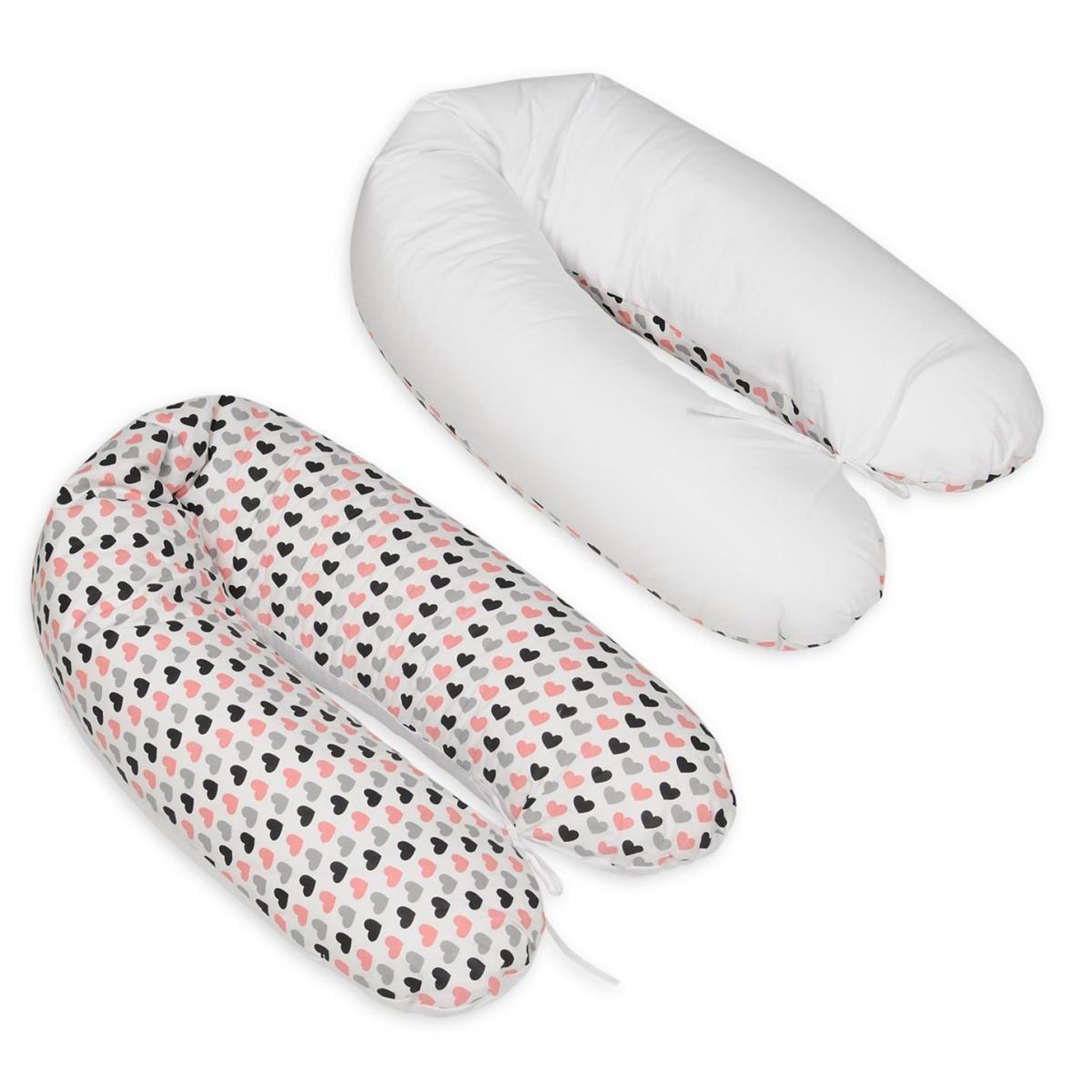 VELINDA coussin maternité pre/post natal usages multiples coeurs roses-noirs-gris