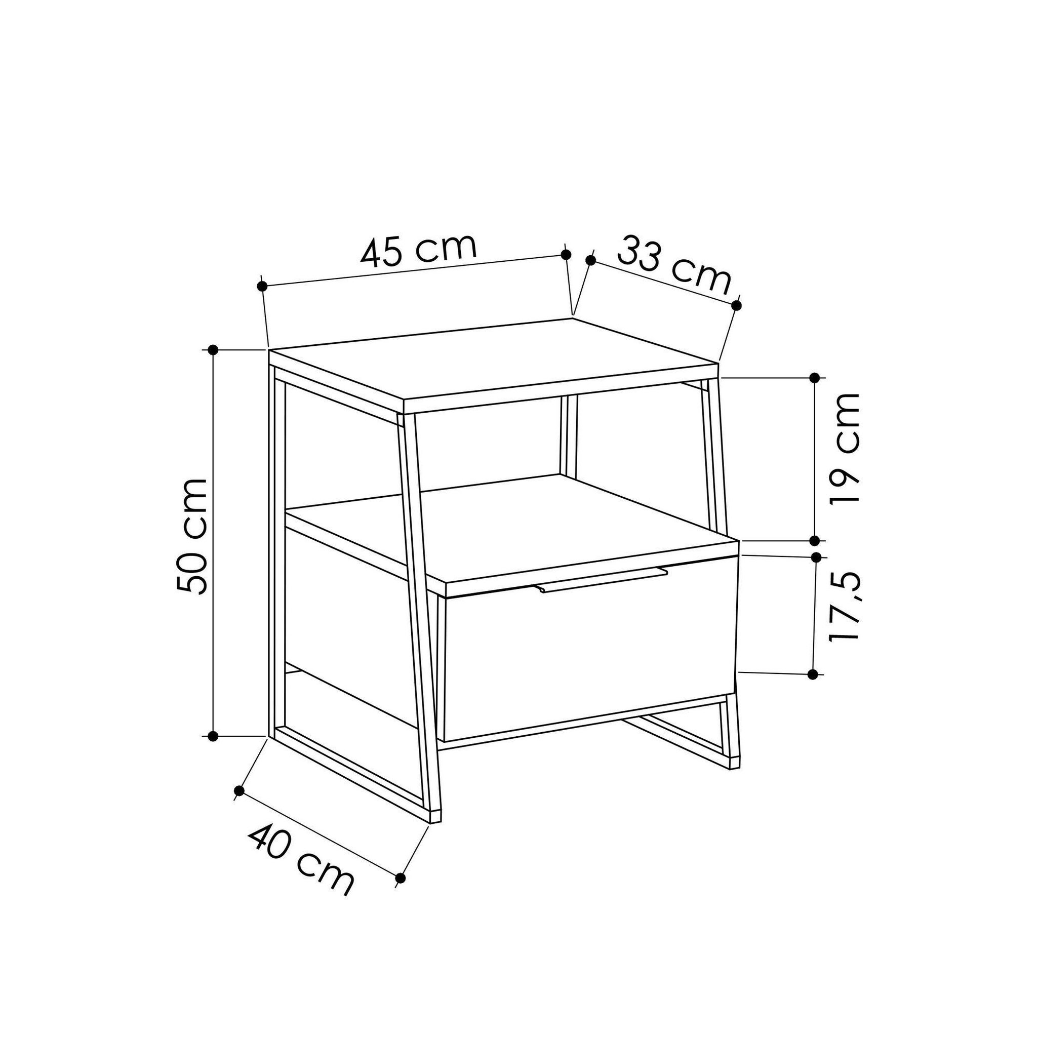 Voir la diapositive 4 : Habitat et Jardin Table de chevet en bois  pal  - 45 x 41 x 50 cm - blanc