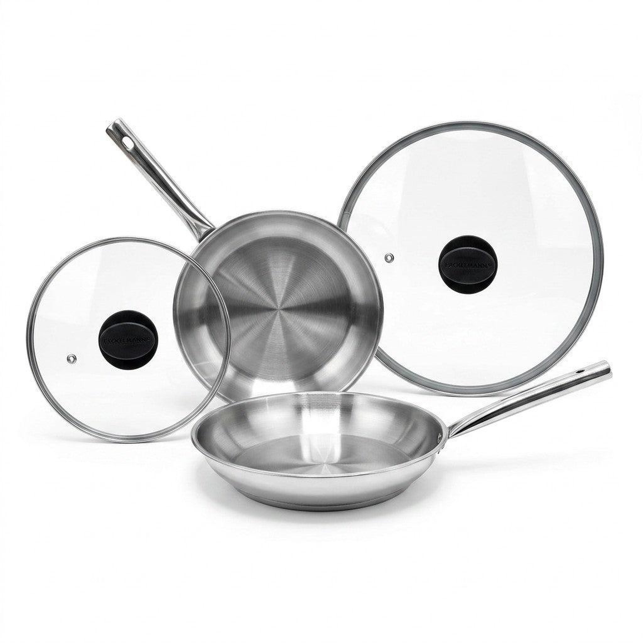 Fackelmann Lot de 2 poêles à frire en inox 20 et 28 cm avec couvercles fackelmann rhona
