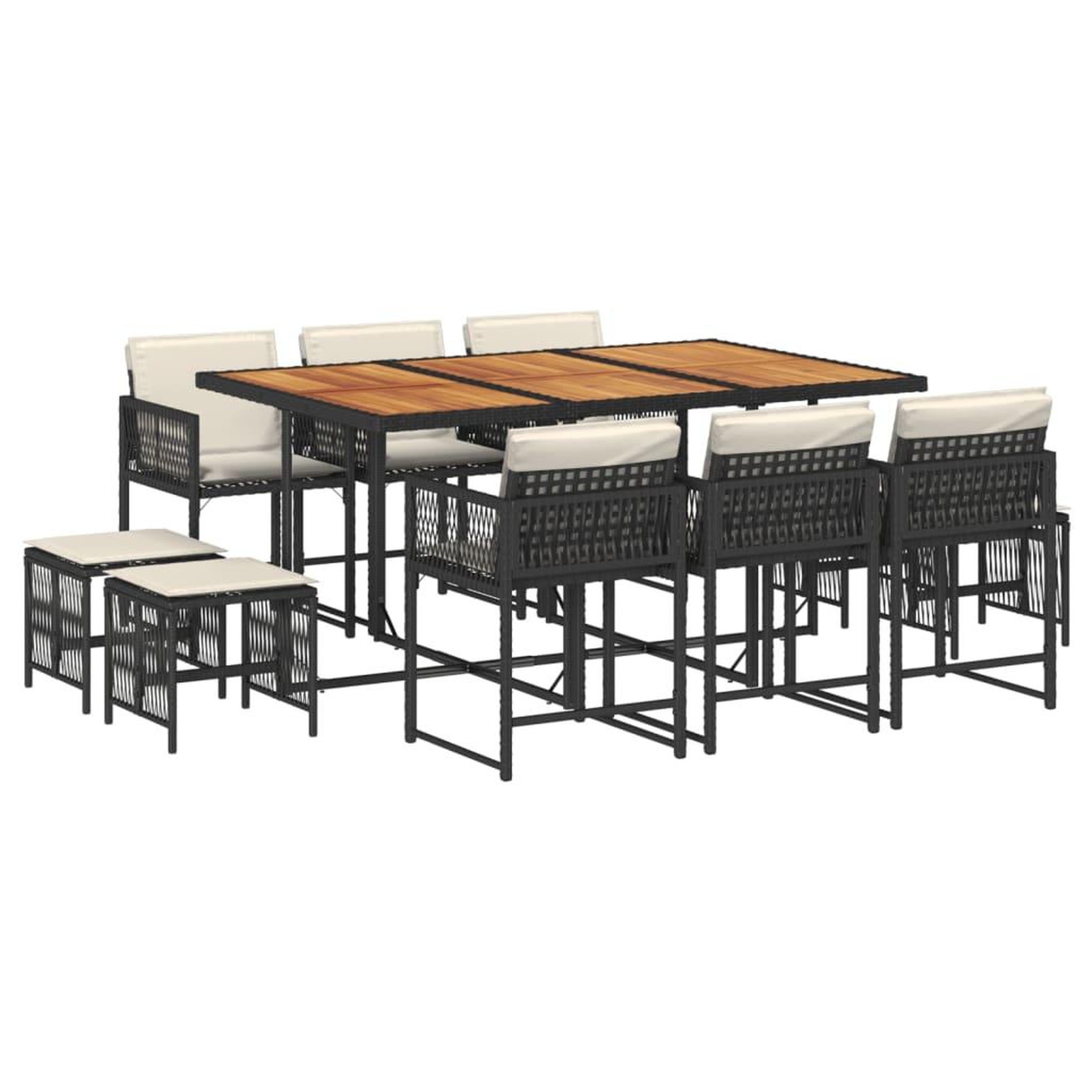 Voir la diapositive 2 : VIDAXL Ensemble a manger de jardin 11 pcs coussins noir resine tressee