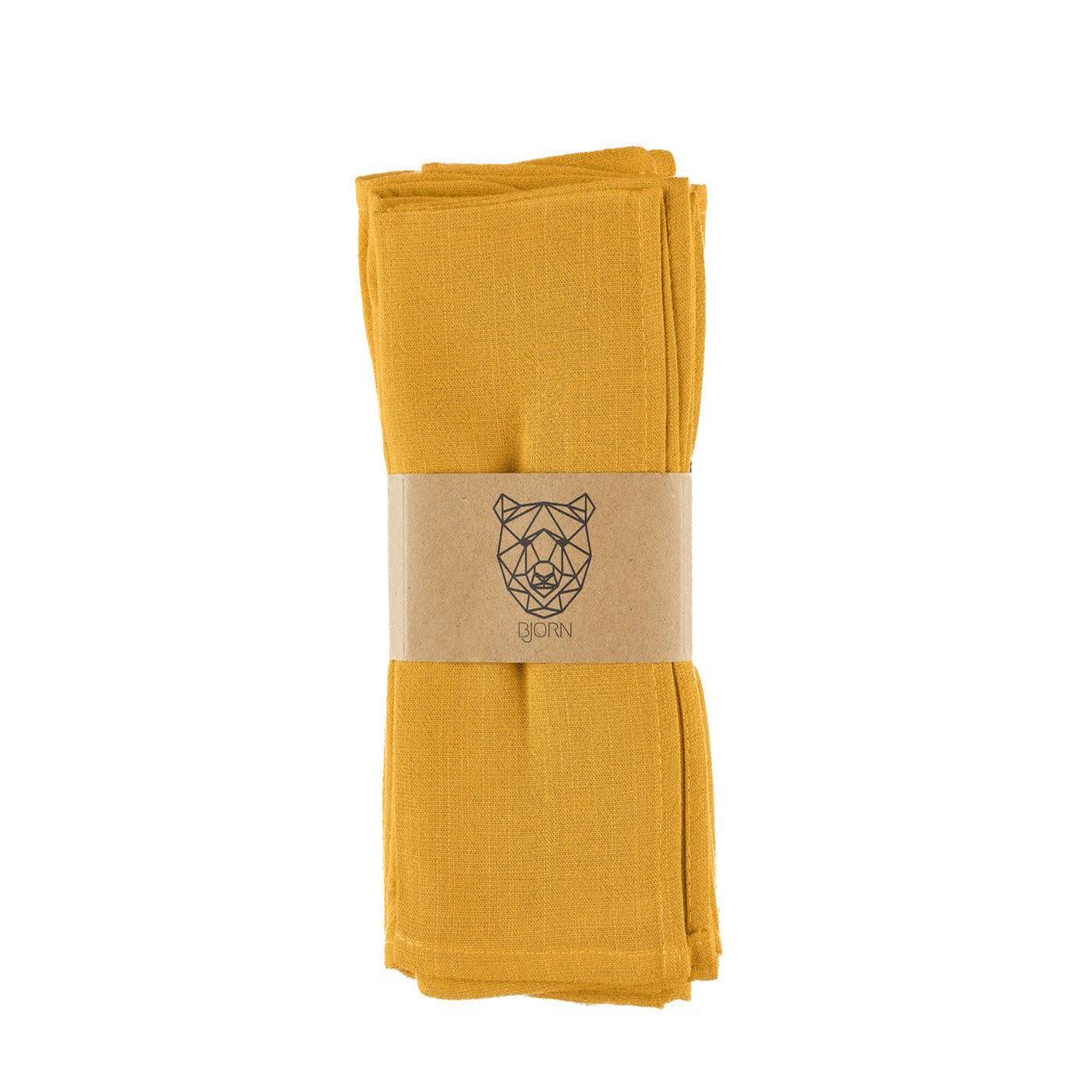 Voir la diapositive 5 : BJORN Serviette de table - 6 pièces - lin et coton jaune moutarde