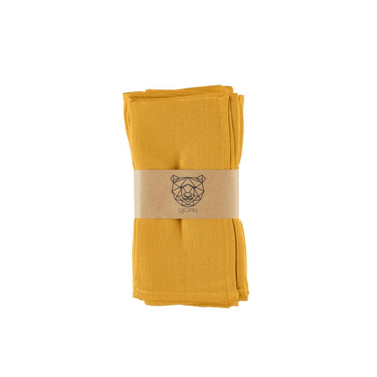 BJORN Serviette de table - 6 pièces - Lin et coton jaune moutarde