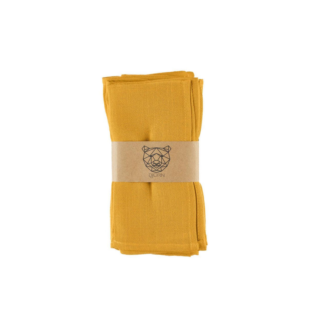 BJORN Serviette de table - 6 pièces - Lin et coton jaune moutarde