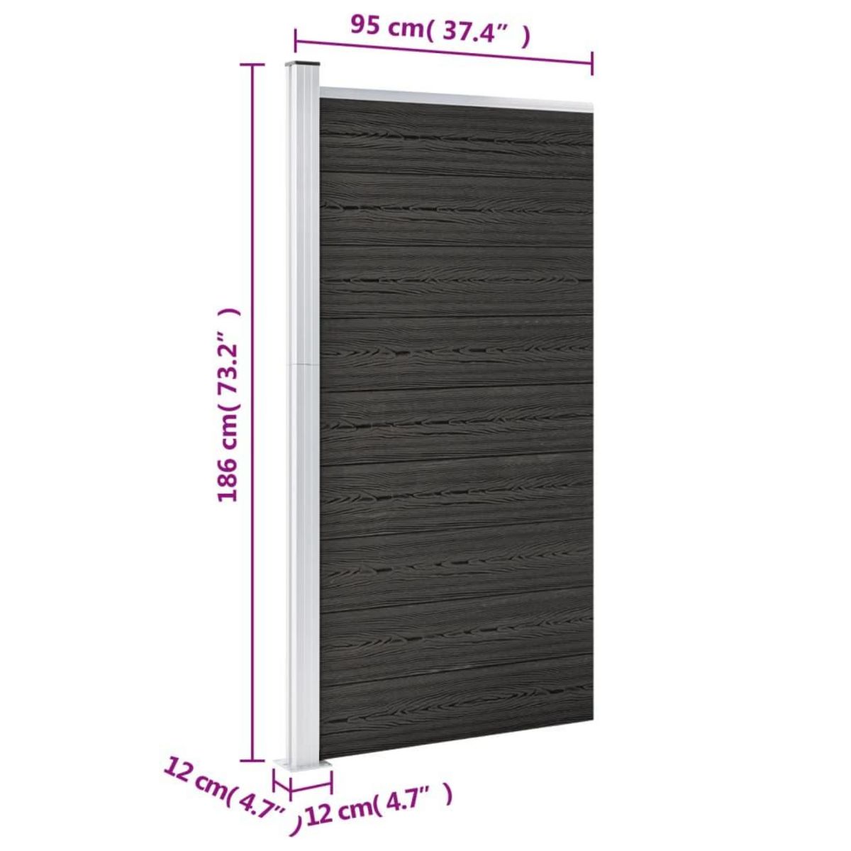 VIDAXL Panneau de cloture WPC 95x186 cm Gris