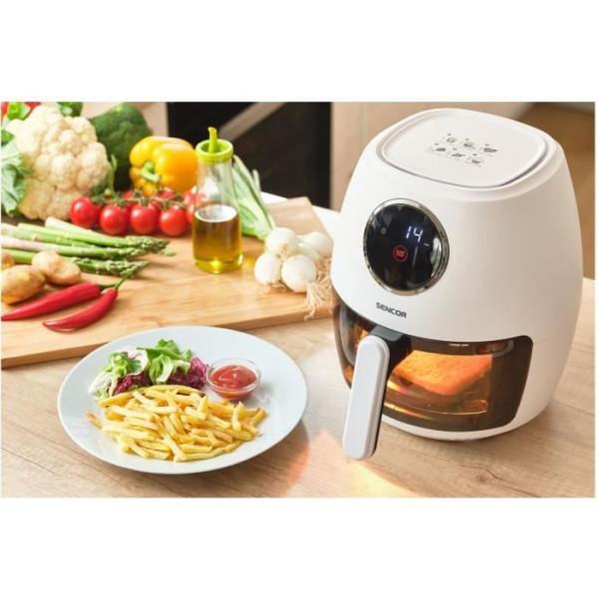 Voir la diapositive 2 : MARKET24 Friteuse Electrique Airfryer - SENCOR - SFR 5340WH - 1300 W - 3,5 L - Blanc