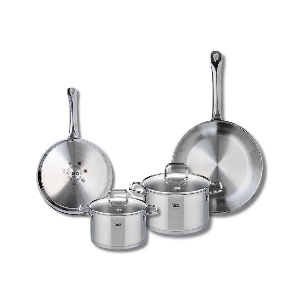 ELO Set de 2 Poêles de cuisson 24 et 28 cm et 2 faitouts 16 et 20 cm Elo Profi Citrin