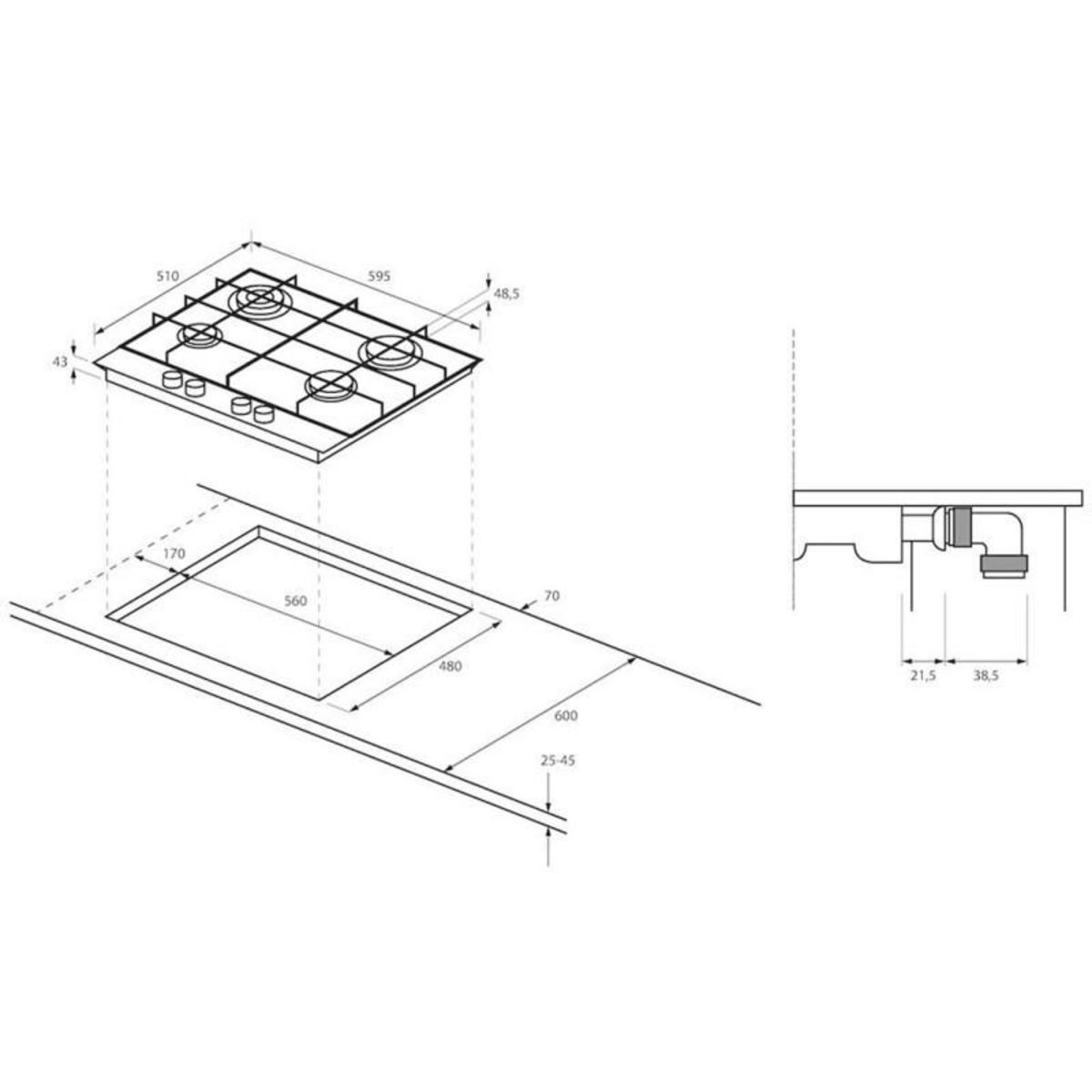 HAIER Plaque gaz Haier HAHG6BR4XH