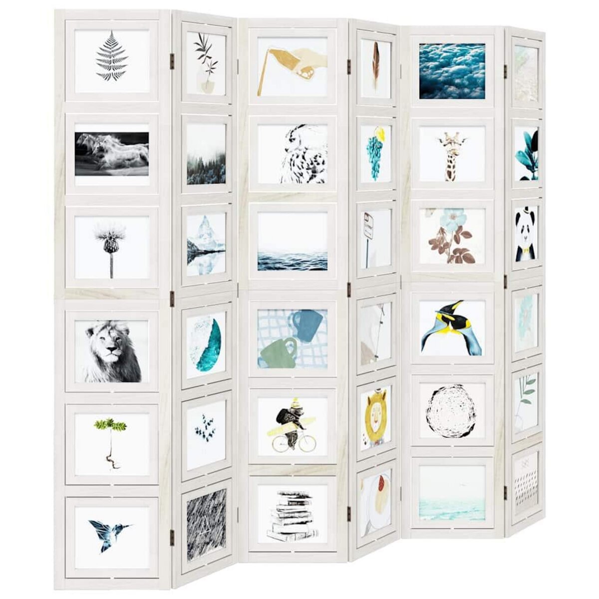 VIDAXL Cloison de separation 6 panneaux blanc bois de paulownia massif